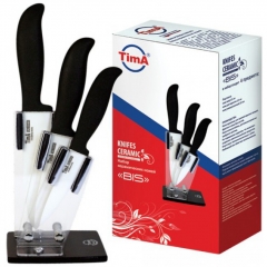 Набор ножей на подставке 10,12,15 см Tima KFH-800 Black & Beauty