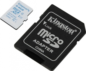 Карта памяти MicroSD для экшн-камер Kingston 64GB