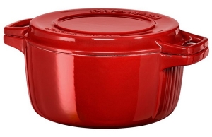 Кастрюля чугунная KitchenAid KCPI60CRER, 5.65 л, с крышкой, красная