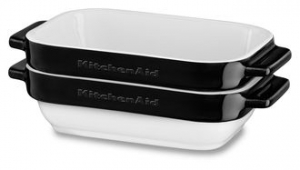 Набор керамических чаш прямоугольных для запекания (2шт.) KitchenAid KBLR02MBOB, 2х0.45л, черные