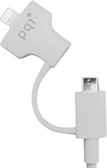 Переходник с USB на Lightning/mUSB PQI 15 см белый