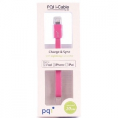 Переходник USB/Lightning PQI с замочком 20 см розовый