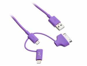 Переходник USB на Lightning/microUSB/30 pin PQI Multi Plug 90 см пурпурный