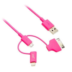 Переходник USB на Lightning/microUSB/30 pin PQI Multi Plug 90 см розовый