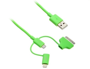 Переходник USB на Lightning/microUSB/30 pin PQI Multi Plug 90 см зеленый