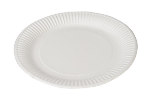 Тарелка 230мм круглая рифленая мелованная бумага белая, 500 шт