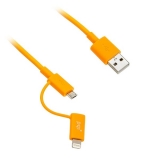 Переходник USB - Lightning/microUSB PQI 90 см оранжевый